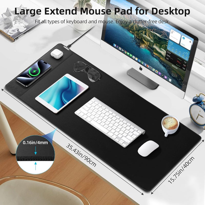 ExtreLife Mouse Pad with Wireless Charging, Gaming Mouse Pad with Ultra-Smooth Surface, Large XXL Desk Mat, Non-Slip Mouse Mat, Waterproof Computer Keyboard Pad for Gaming, Desk, Office, PC, 900x400x4MM, Black - Image 4